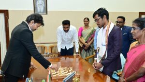 Vijay plays chess with Praggnanandhaa Vijay plays chess with Praggnanandhaa